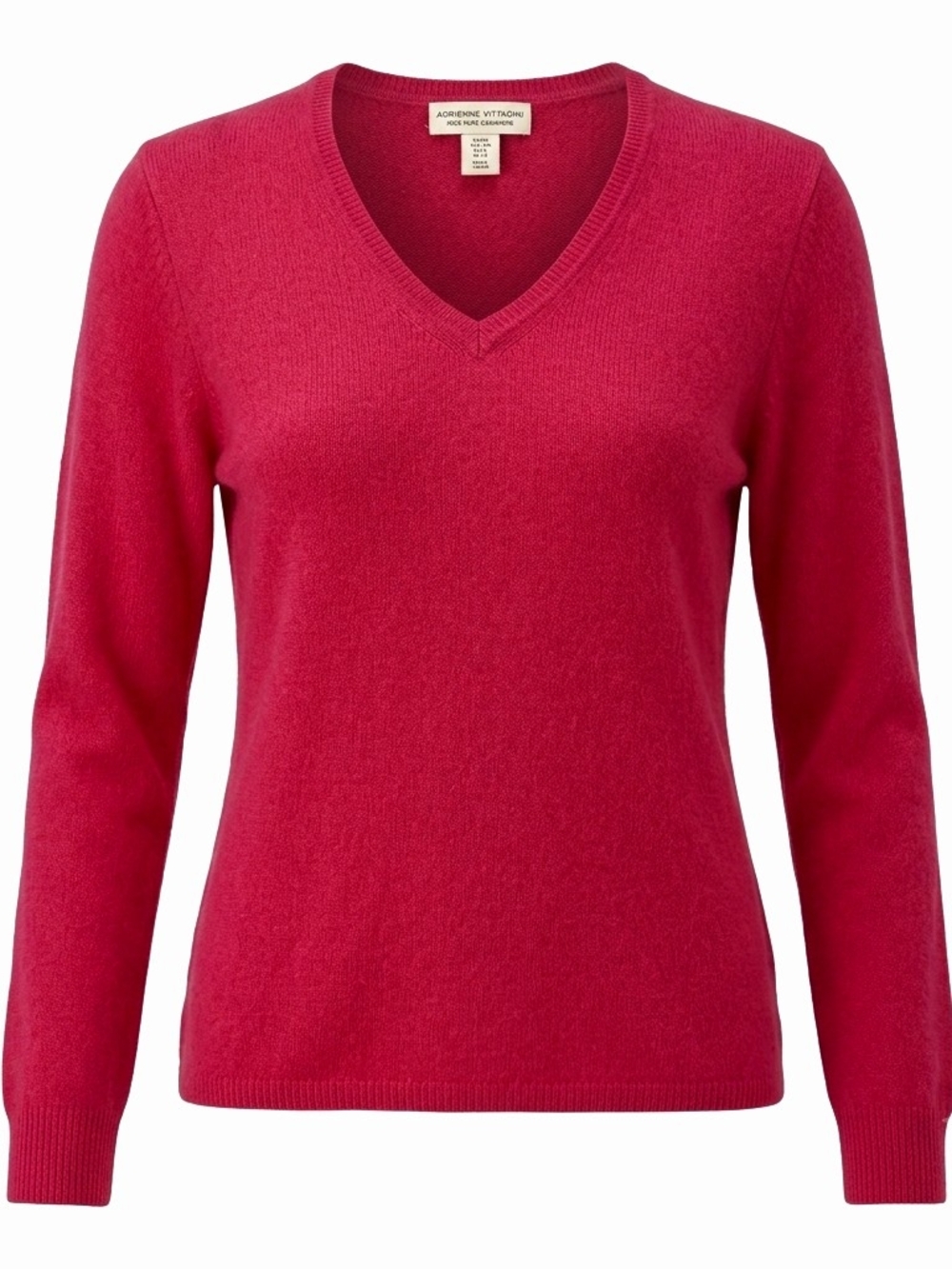 Adrianne Vittadini 100% Cashmere Red Sweater V-neck Timeless Preppy Quiet Luxury